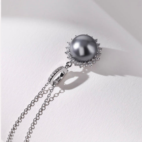 Tahitian Pearl Zirconia Sunflower Necklace